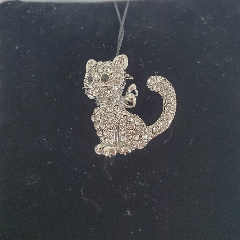 Buckingham jewel encrusted cat pin charm brooche NWB